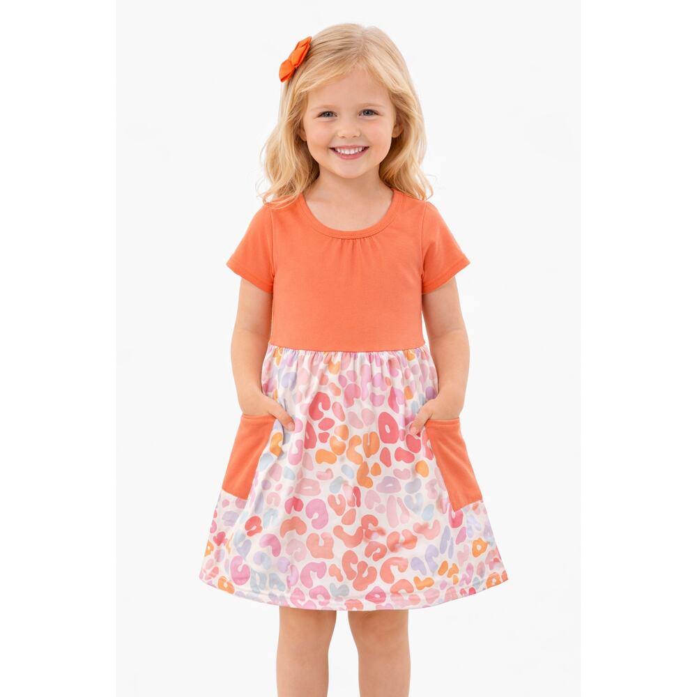 Wellie Kate Pastel Leopard Twirl Dress Boutique Toddler Girl's 4T Made in USA